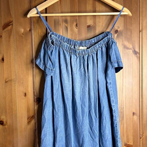 Cloth + Stone Chambray Dress Off The Shoulder Women’s Small Fisherman Americana - Picture 4 of 9
